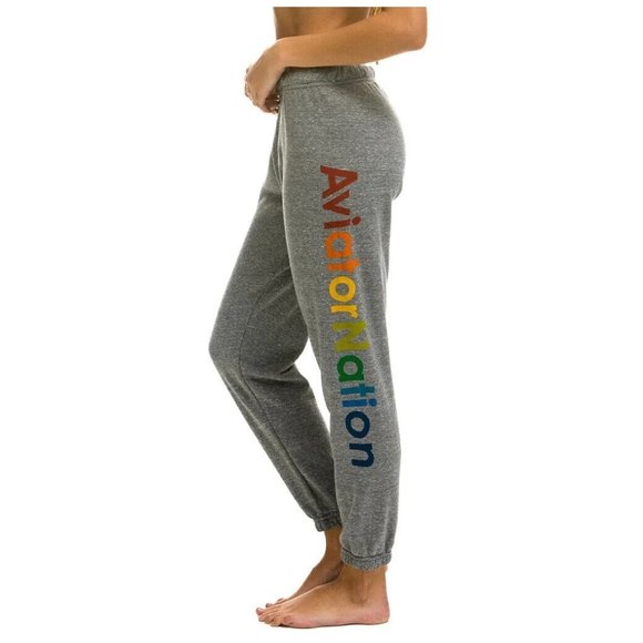 Aviator Nation Pants - Aviator Nation Sz S Sweatpants Joggers Gray Manhattan Beach Logo Spellout